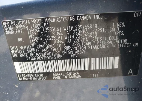 2014 Toyota Rav4 Limited from USA, damaged, VIN 2T3DFREV2EW175166